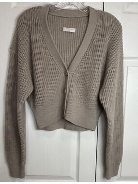 Aritzia Babaton Canberra 100% Merino Wool Cardigan Womens S Cropped Button Front